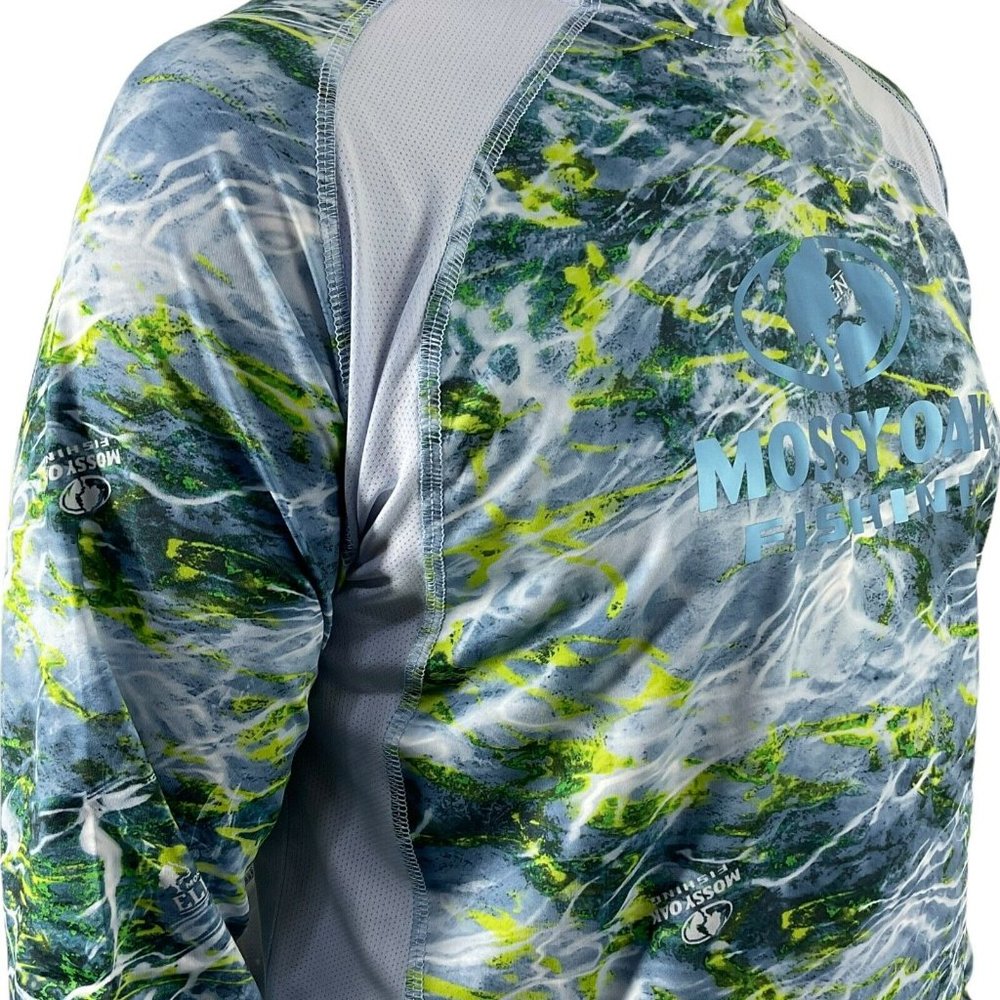 Mossy Oak Shirt Mens LS Fishing 2XL Vented Tech Tee Upf 40+ Wick Yellowtail Nwt - Picture 2 of 9